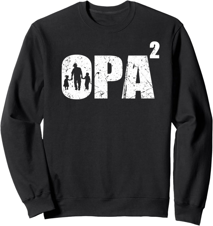 Opa hoch 2 zweifacher Opa werdender Opa mit 2 Enkelkinder Sweatshirt