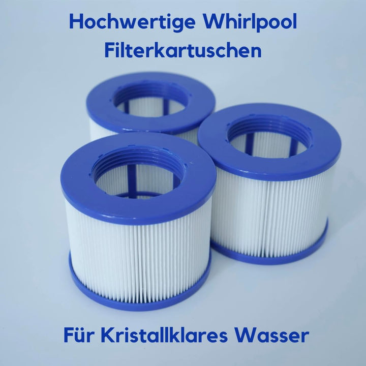 GAJA Filter Set 2in1 für aufblasbare Spa, Infinite Spa, 6 Filterkartuschen und 2 Schutznetze für Cle