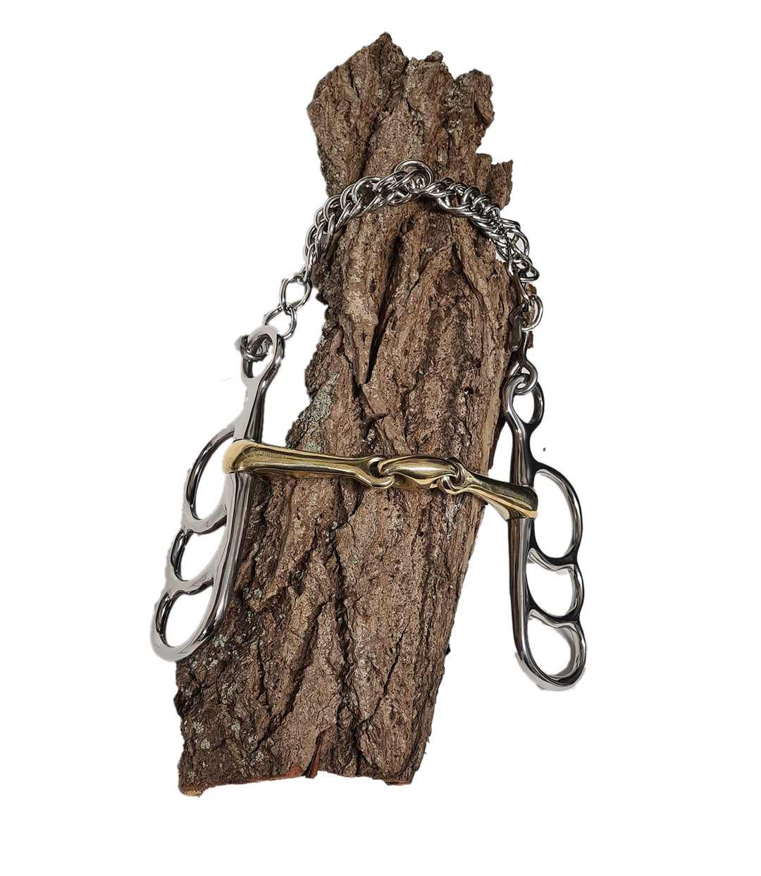 Esposita Postkandare mit DREI Ringen - doppelt gebrochen - Mundstück aus Messing Ringe aus Edelstahl