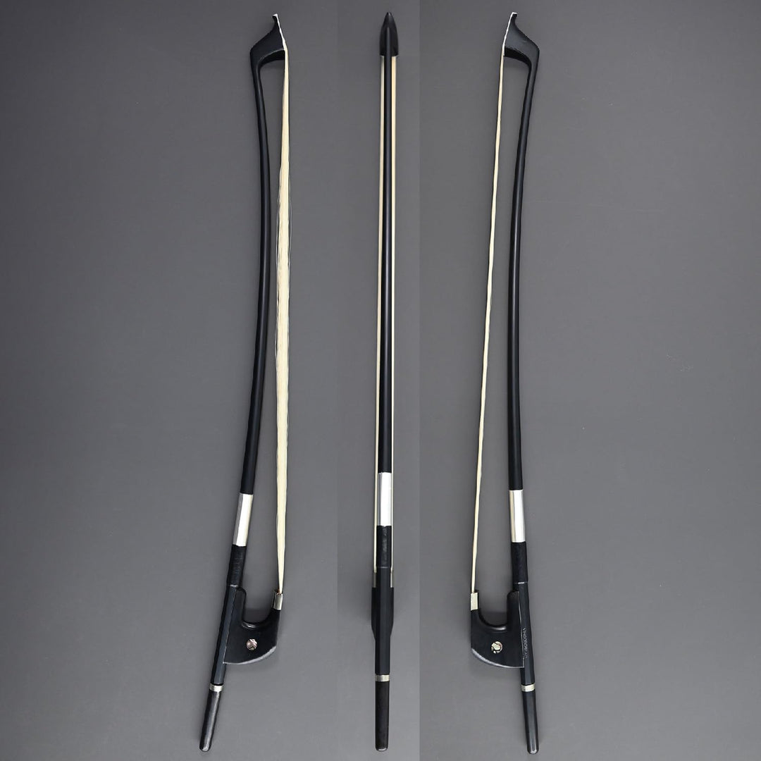 Deutscher Bassbogen Karbonbogen Carbon Bow aufrecht Kontrabassbogen natürliches mongolisches Rosshaa
