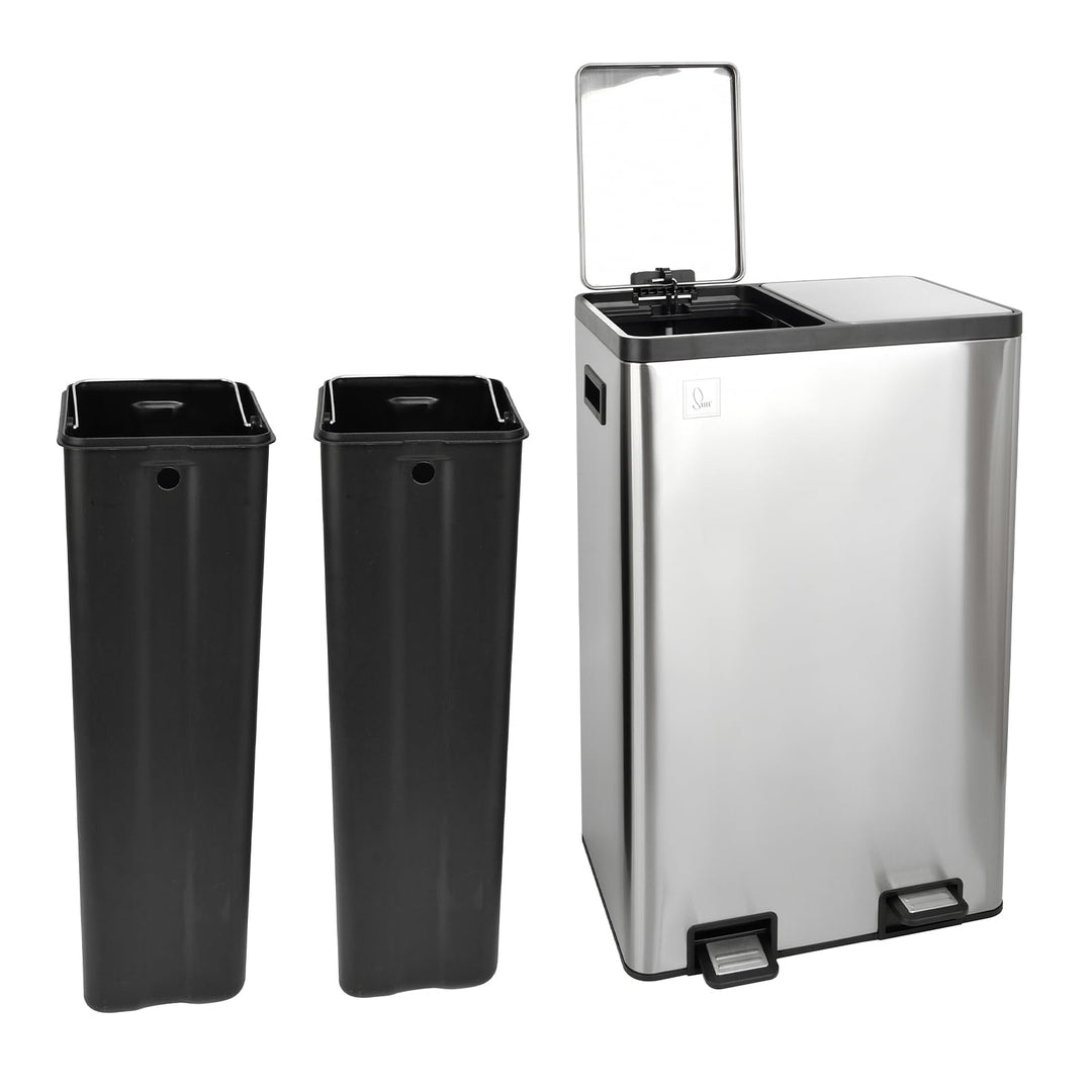 SVITA TMH2X30 Mülleimer 60L Mülltrennsystem 2 Fächer 2x15L Softclose-Deckel Pedal versteckbar Kunsts