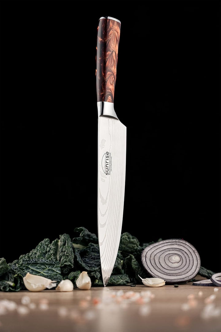 Rockingham Forge Sunrise Collection Amber bernsteinfarben 7-Stück Messerblock mit hochwertiger Kling