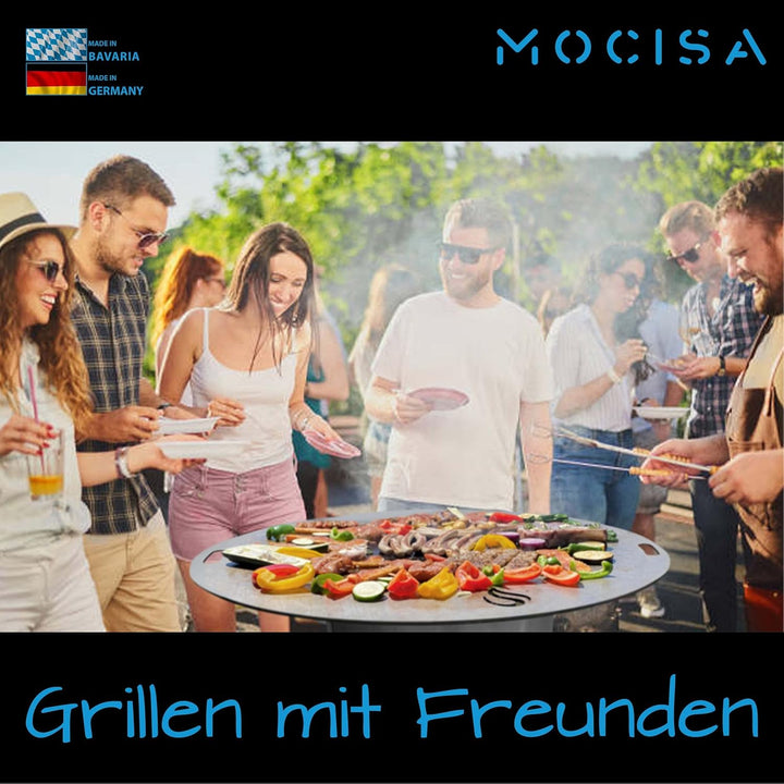 Universal BBQ Grillplatte 100 cm | Feuerplatte | Fassgrill | Kugelgrill | 100 cm Stahl blank Stärke