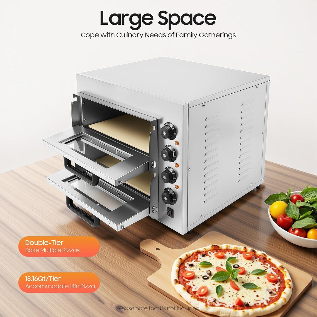 3000W Profi Pizzaofen Pizzabackofen Elektrisch Pizza BackofenSchamottstein Backfläche für Pizza Brot