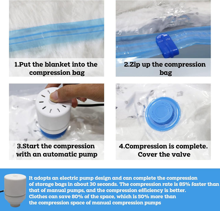 Vakuumbeutel für Kleidung Reise mit Elektrischer Pumpe 10 Stück (4 Gross 80x60cm &amp;3 Mittel 70x50cm &amp;