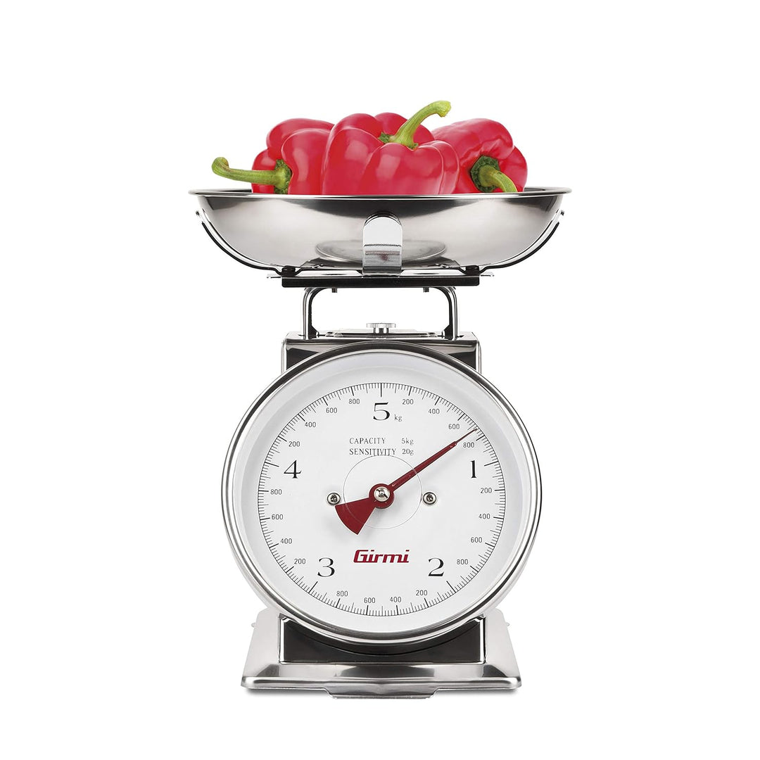 Girmi PS90 Mechanische Küchenwaage, 5 kg, Edelstahl