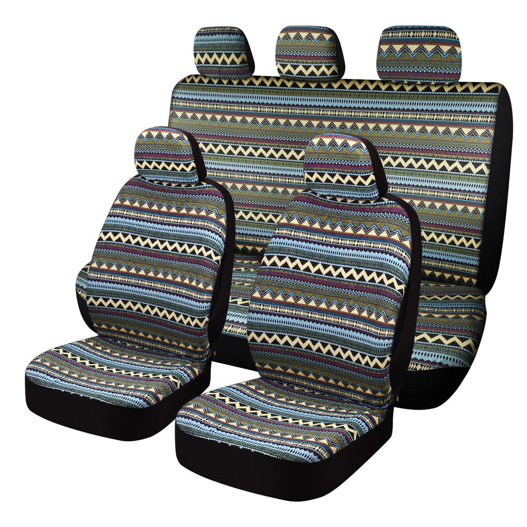 SOBONITO Auto-Sitzbezüge Set Universal,Bohème-Stil,Auto-Sitzschoner,Auto-Schonbezüge,Schweres Decken