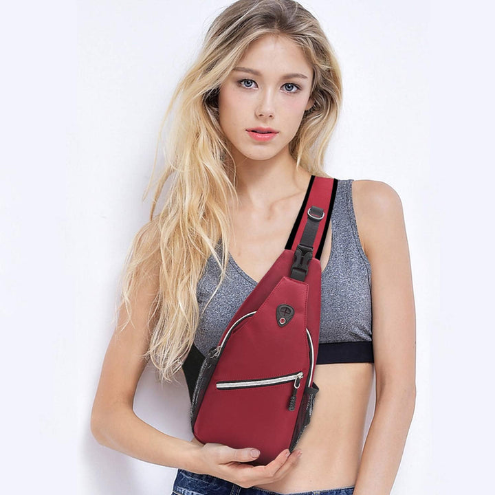 FANDARE Sling Bag Umhängetasche Messenger Bag Hiking Bag Crossbody Bag Rucksack Polyester Rot, Rot