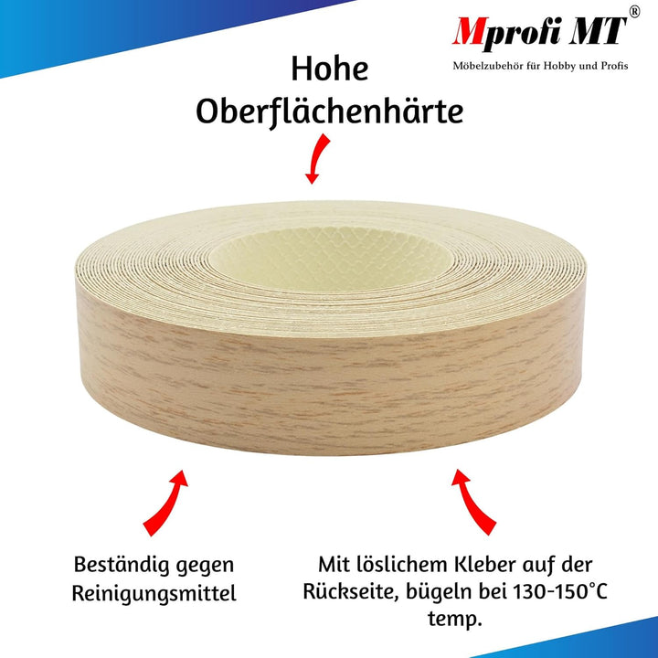 Mprofi MT® 50m rolle-Kantenumleimer-Melaminkantenumleimer-Umleimer mit Schmelzkleber-Bügelkante für