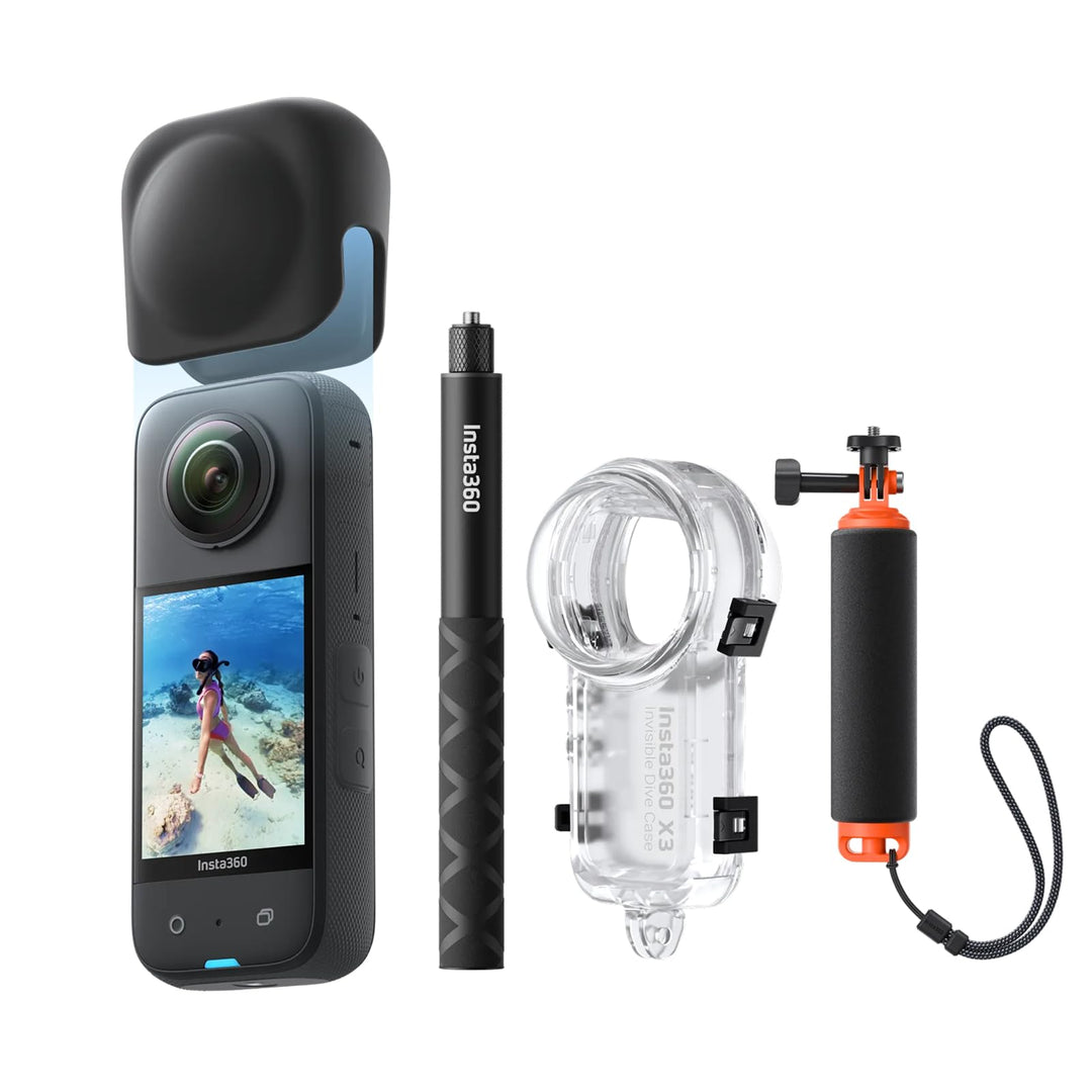 Insta360 X3 Unsichtbares Tauch-Bundle - Wasserdichte 360°Actionkamera mit 1/2"-Sensor, 5,7K 360°, 72