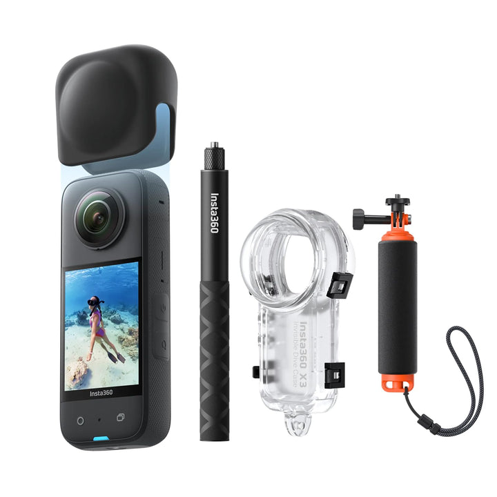 Insta360 X3 Unsichtbares Tauch-Bundle - Wasserdichte 360°Actionkamera mit 1/2"-Sensor, 5,7K 360°, 72