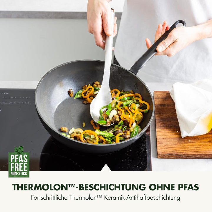 GreenPan Craft Hartanodisierte gesunde keramische Antihaft-Wok Pfanne 28 cm/3,6 Liter, PFAS-frei, in