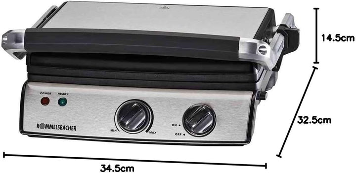 ROMMELSBACHER Kontaktgrill KG 2020 - variable Anwendungsmöglichkeiten, stufenlos regelbar, 5-fache H