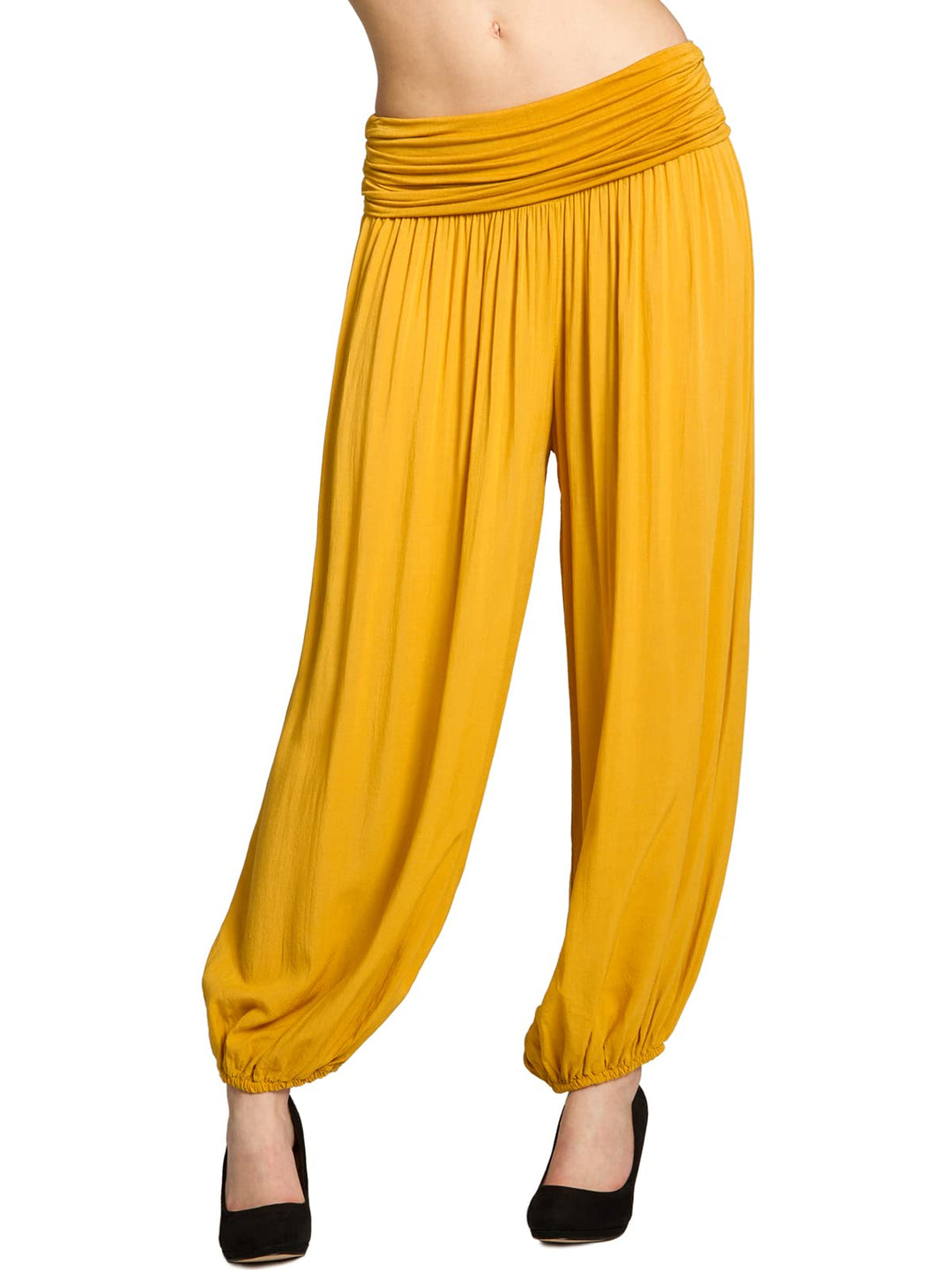 Caspar KHS035 leichte Damen Sommer Haremshose, Farbe:Curry, Mode Grösse:36