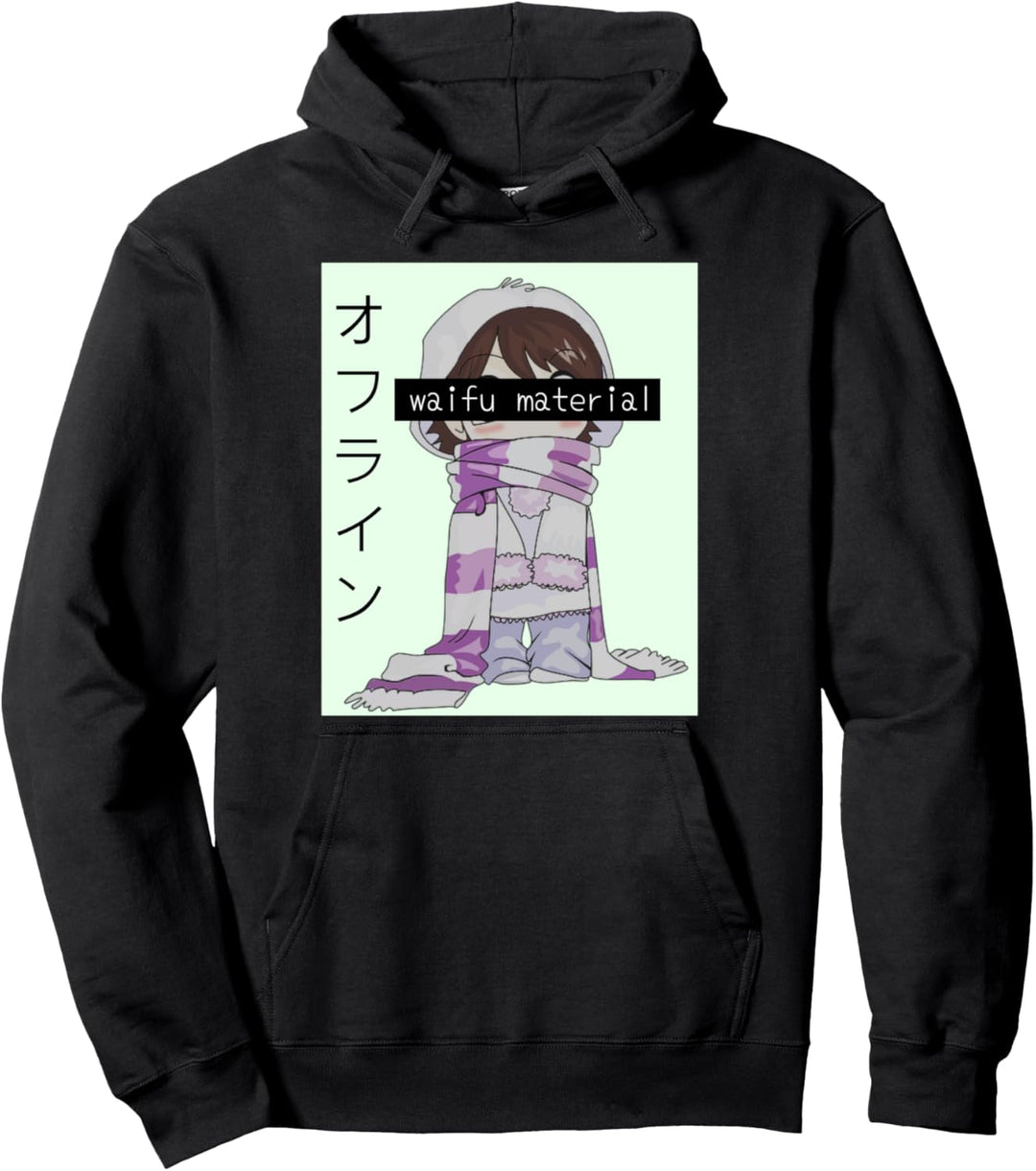 Vaporwave Aesthetic Waifu Material Tired Kawaii Anime Manga Pullover Hoodie