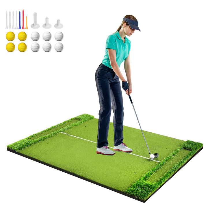 Golfmatte 150 x 120cm, Golf Abschlagmatte, Golf Übungsmatte mit 10 Golfbällen & 3 Gummi-Tees, 6 Absc