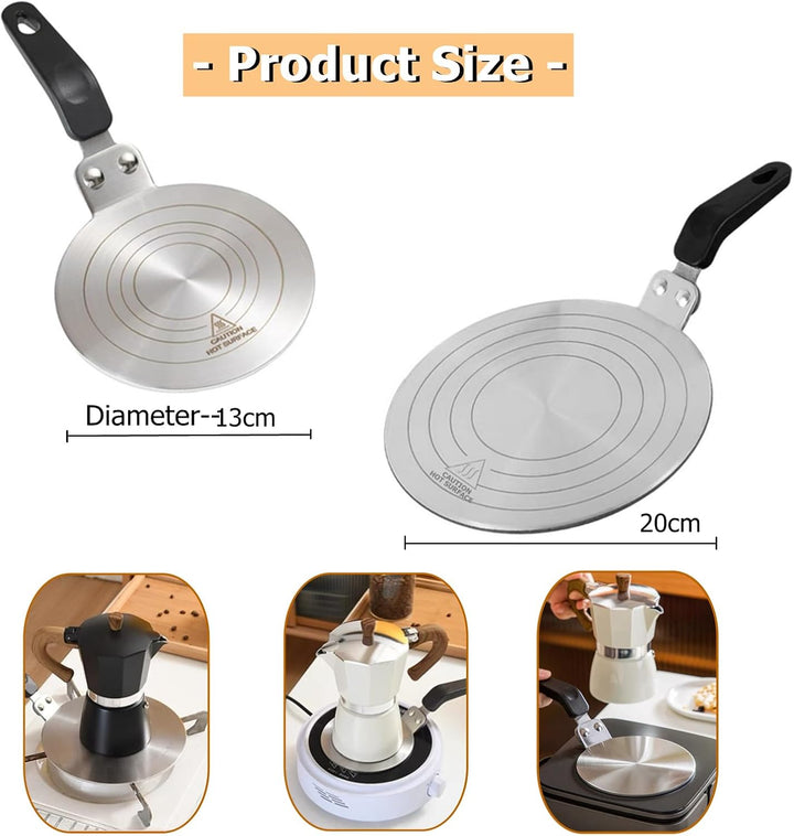 Induktion Adapterplatte für Moka, Edelstahl Gasherd-Diffusorplatte 13cm, Induktionskochteller Adapte