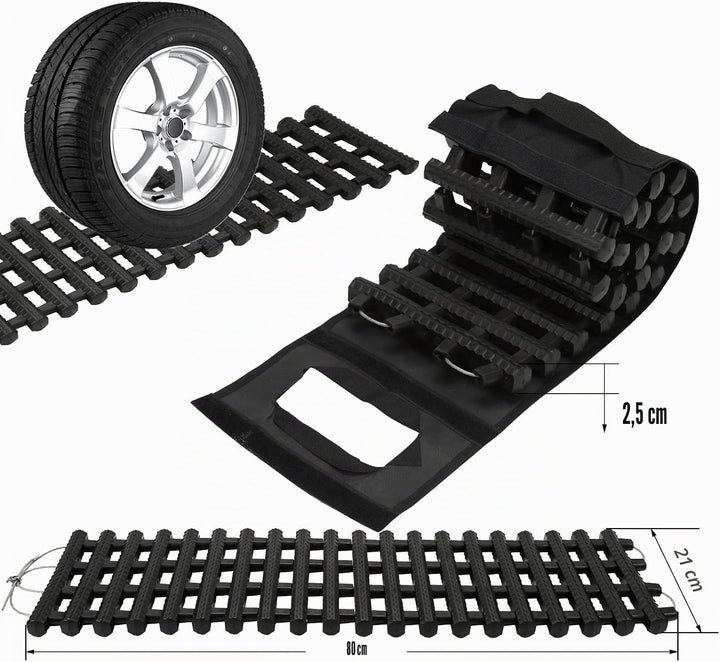 Ikodm 80 x 21 cm Auto Anfahrhilfe, 2er-Set Traktionshilfe, Schwerlast Gummi Anfahrtshilfe Set, Trakt