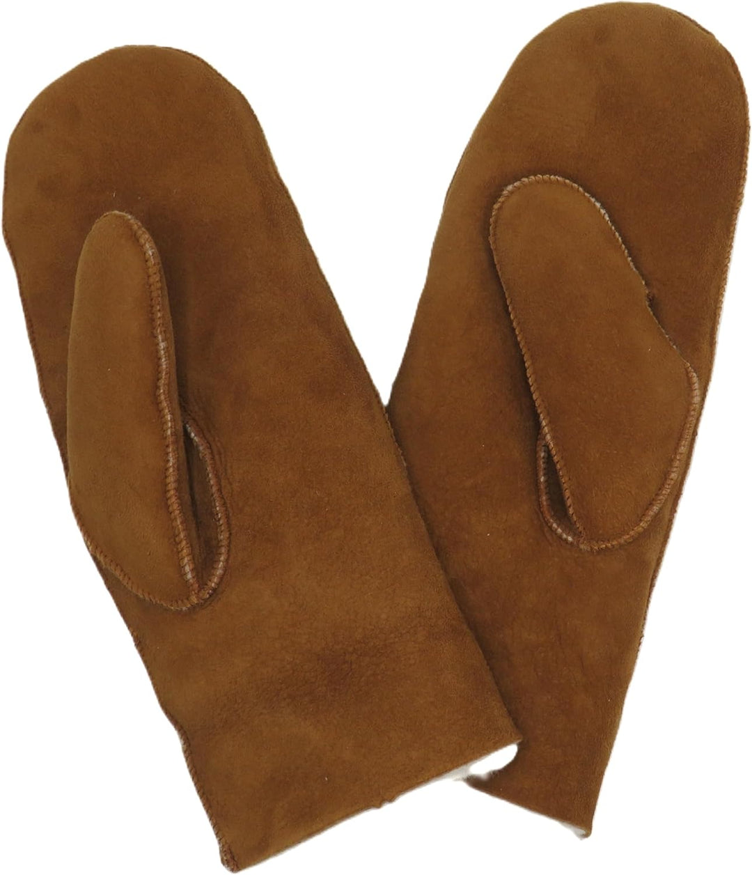 Lammfell Handschuhe Fäustlinge, Fausthandschuhe aus Merino Lammfell, Cognac - braun - olive, Damen -