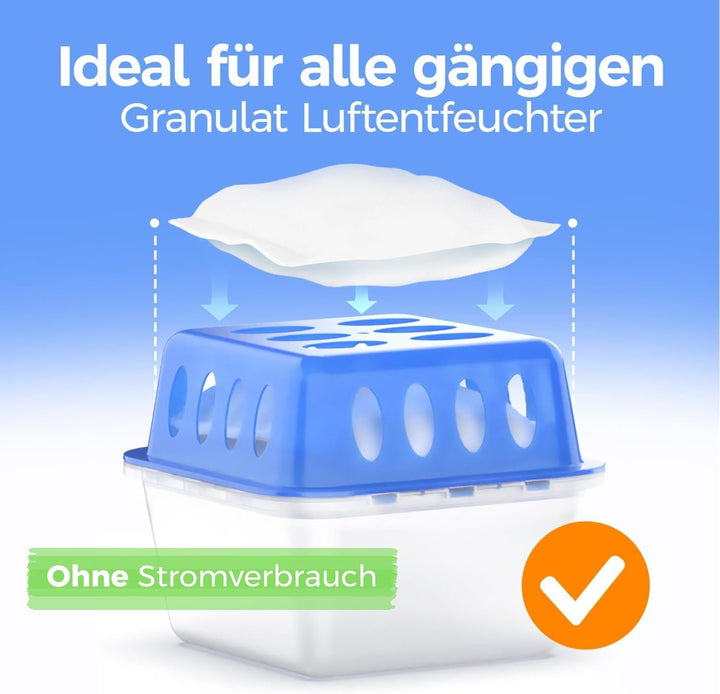 Idelia® 8x Luftentfeuchter Granulat 400g (Sparvorteils 8er Set Luftentfeuchter Nachfüllpack's) I Ent