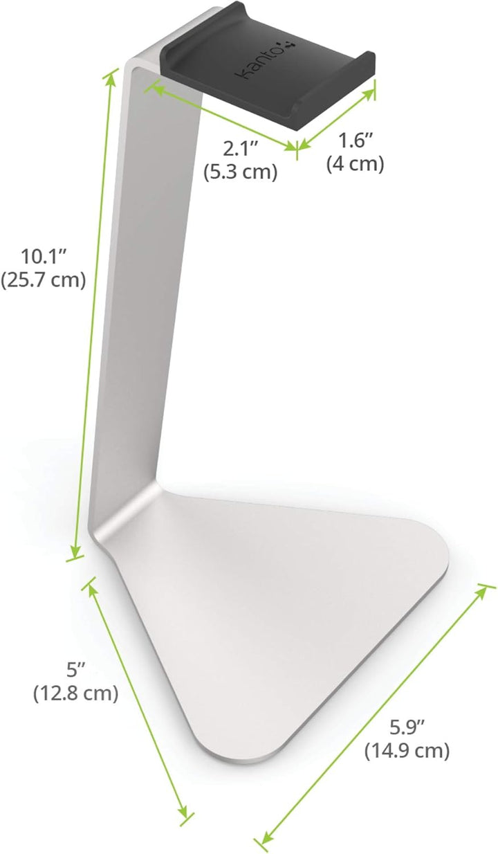 Kanto H1S Universal Headphone Stand with Curved Silicone Padding | Silver, Silver