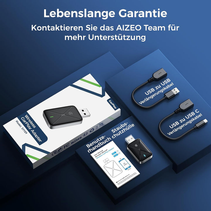 CarPlay Wireless Adapter, Mini Wireless CarPlay Adapter Konvertieren Sie Wired Carplay in Wireless,