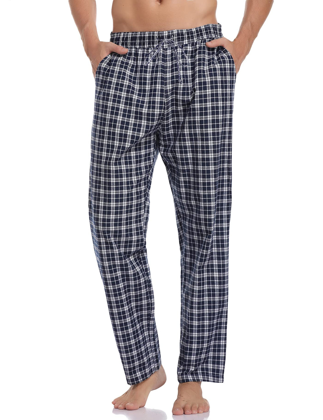 Aseniza Herren Schlafanzughose Lang Baumwolle Karierte Schlafhose Pyjamaunterteil Pyjamahose Freizei