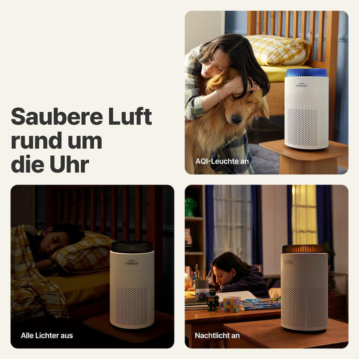 COWAY Luftreiniger Allergiker für Schlafzimmer & kleine Räume, leiser Luftreiniger mit 18,4dB, CADR