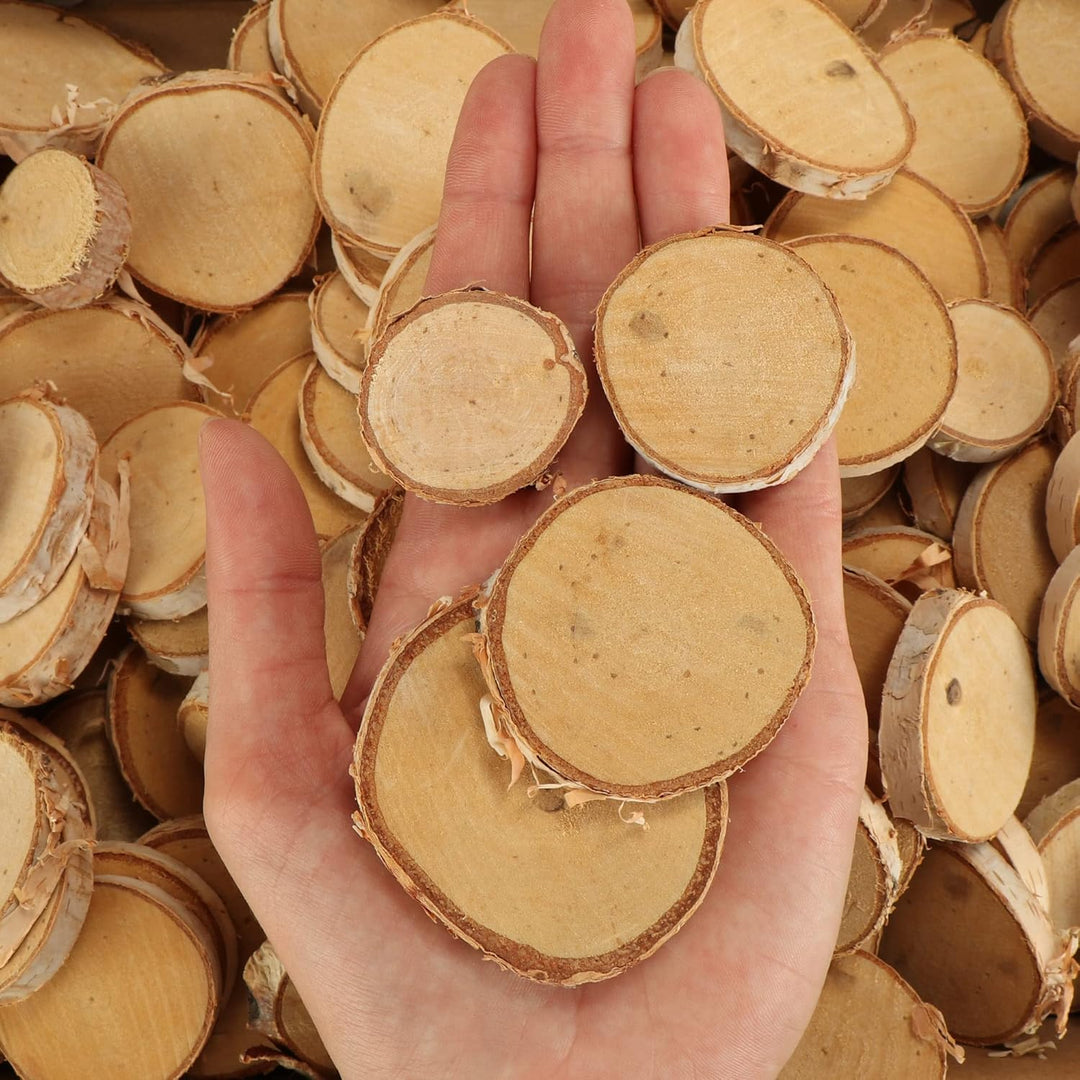 com-four® 1kg Streudeko, dekorative Holzscheiben zum Streuen - Holzchips aus natürlichem Holz mit Ri