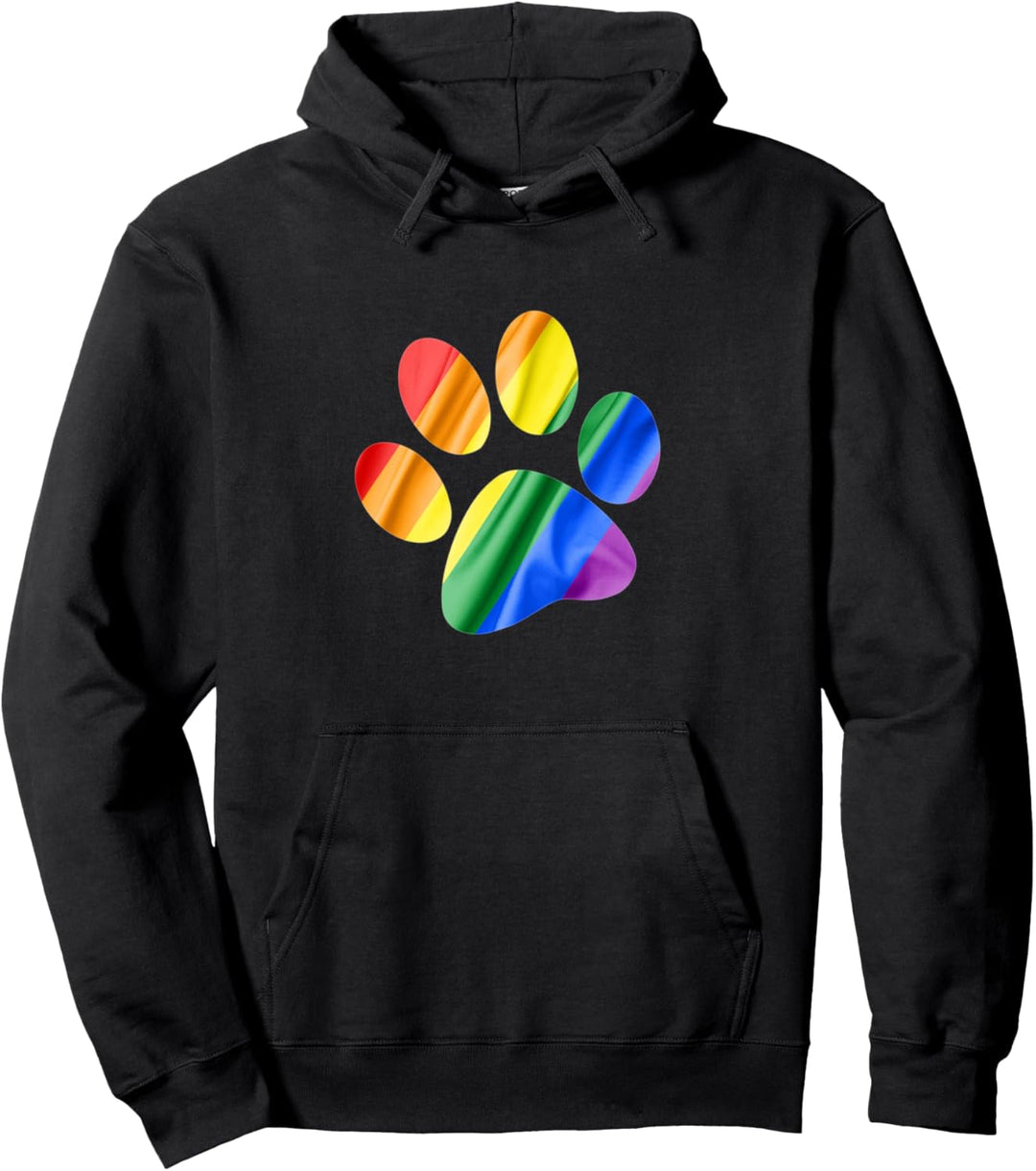 Rainbow Paw Print Dog Pullover Hoodie