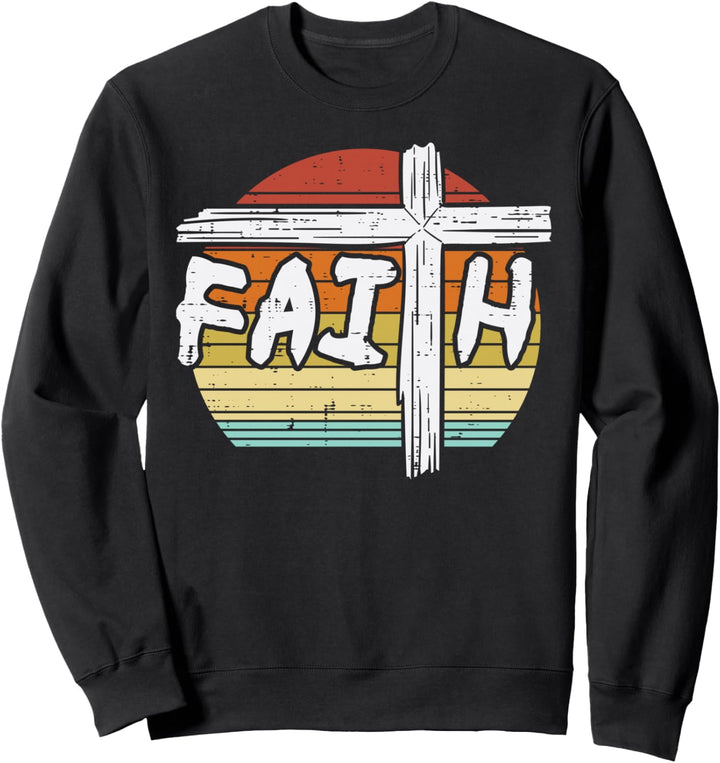 Glaube, Kreuz, Sonnenuntergang, religiöser Gott, Jesus, christlich, Herren und Damen Sweatshirt