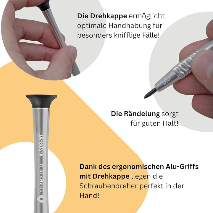 BERNSTEIN Uhrmacher-Mikro-Schraubendreher Satz 6-tlg Schlitz 0,6/1,0/1,5 mm & Kreuzschlitz PH0000 /
