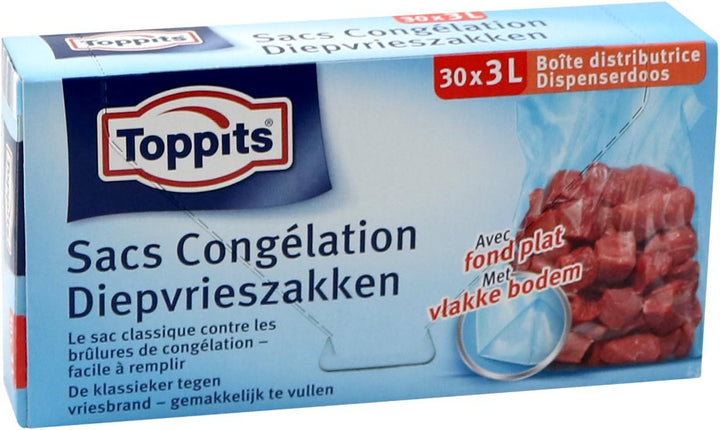 Toppits Tieffrierbeutel 3L (25 x 27cm), 4er Pack (4 x 30 Beutel)