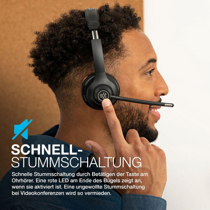 JLab Go Work Headset mit Mikrofon Bluetooth, 45+ Std. Akku, On Ear Wireless Headset mit Mikrofon und