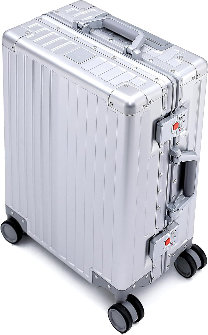 Simcat 100% Aluminium Koffer Handgepäck – Premium Hartschalenkoffer mit TSA-Schloss &amp; 4 leise Doppel