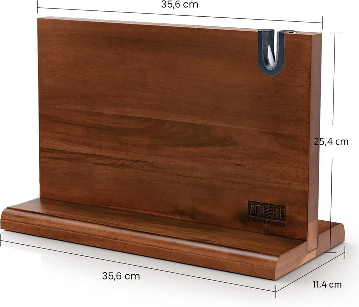 HOSHANHO Messerblock Magnetisch mit Schärfer, Doppelseitiger Starker Magnetischer Messerhalter, Natü