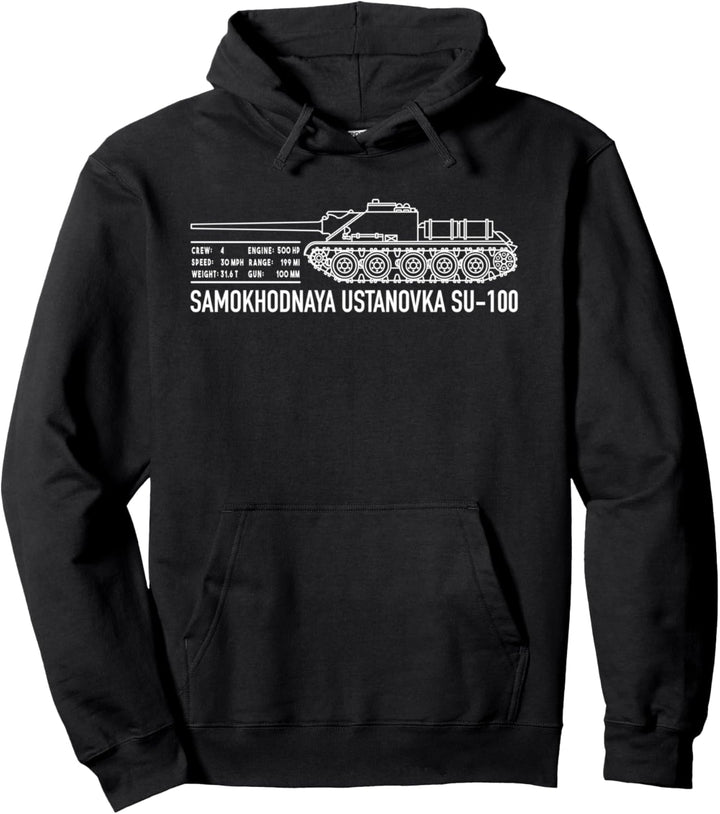 SU-100 Tank Destroyer WW2 Panzer Blueprint Geschenk Pullover Hoodie