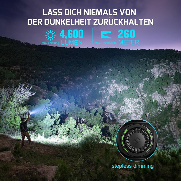 OLIGHT Seeker 4 Pro LED Taschenlampe mit Holster, 4600 Lumen 260 Meter, USB-C Wiederaufladbare Tasch