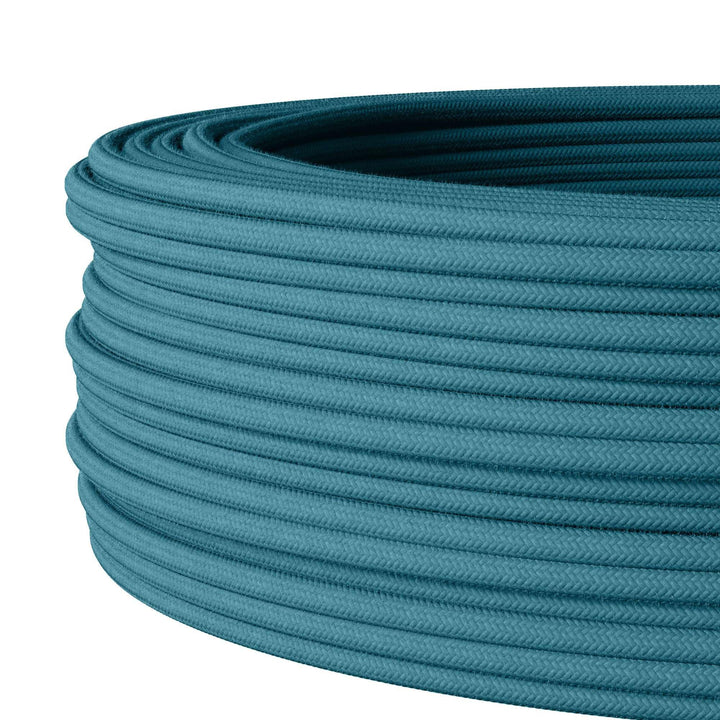 Textilkabel für Aufputz-Elektroinstallation, Rundkabel, dreiadrig (3×1.5mm²), Petrol - Meterware je