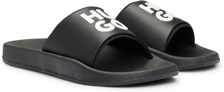 HUGO Herren Nil Slid Slides mit Logo-Riemen Grösse 39 EU Black2, 39 EU Black2
