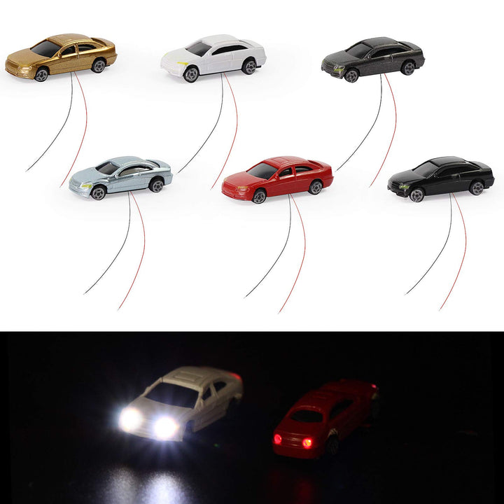 Evemodel 12 STK. Spur Z 1:200 Modell Autos PKW mit Beleuchtung 12V 1/200 Spur Z, 1/200 Spur Z