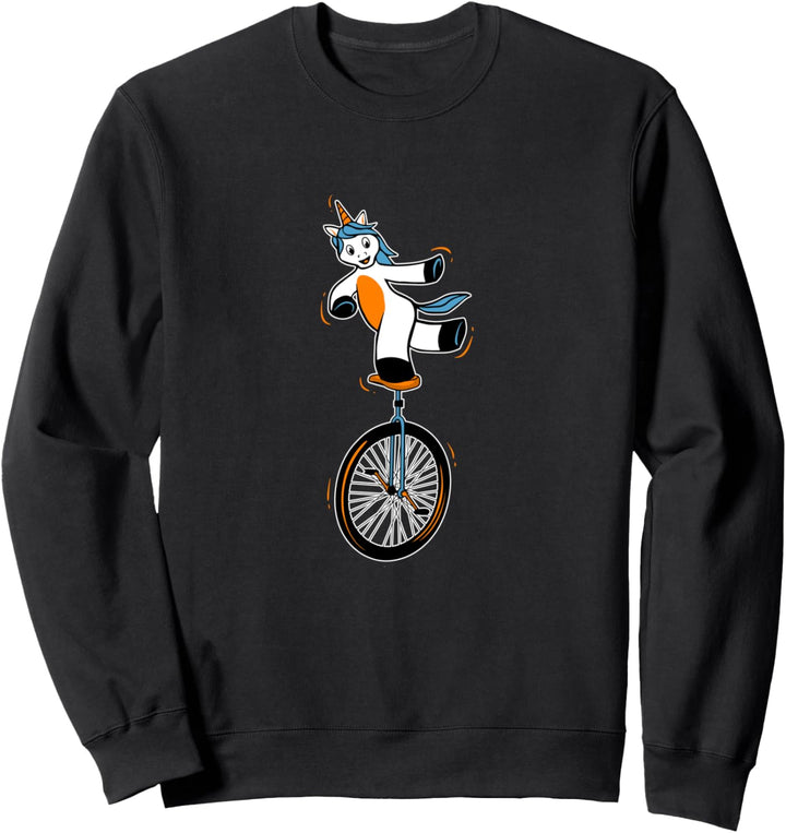 Lustiges Einhorn auf einem Einrad Sweatshirt