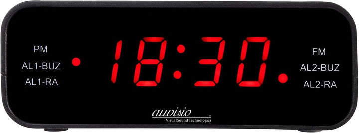 auvisio Uhrenradio: UKW-Radiowecker mit 2 Weckzeiten und LED-Anzeige, Schlummer-Funktion (Weckradio,
