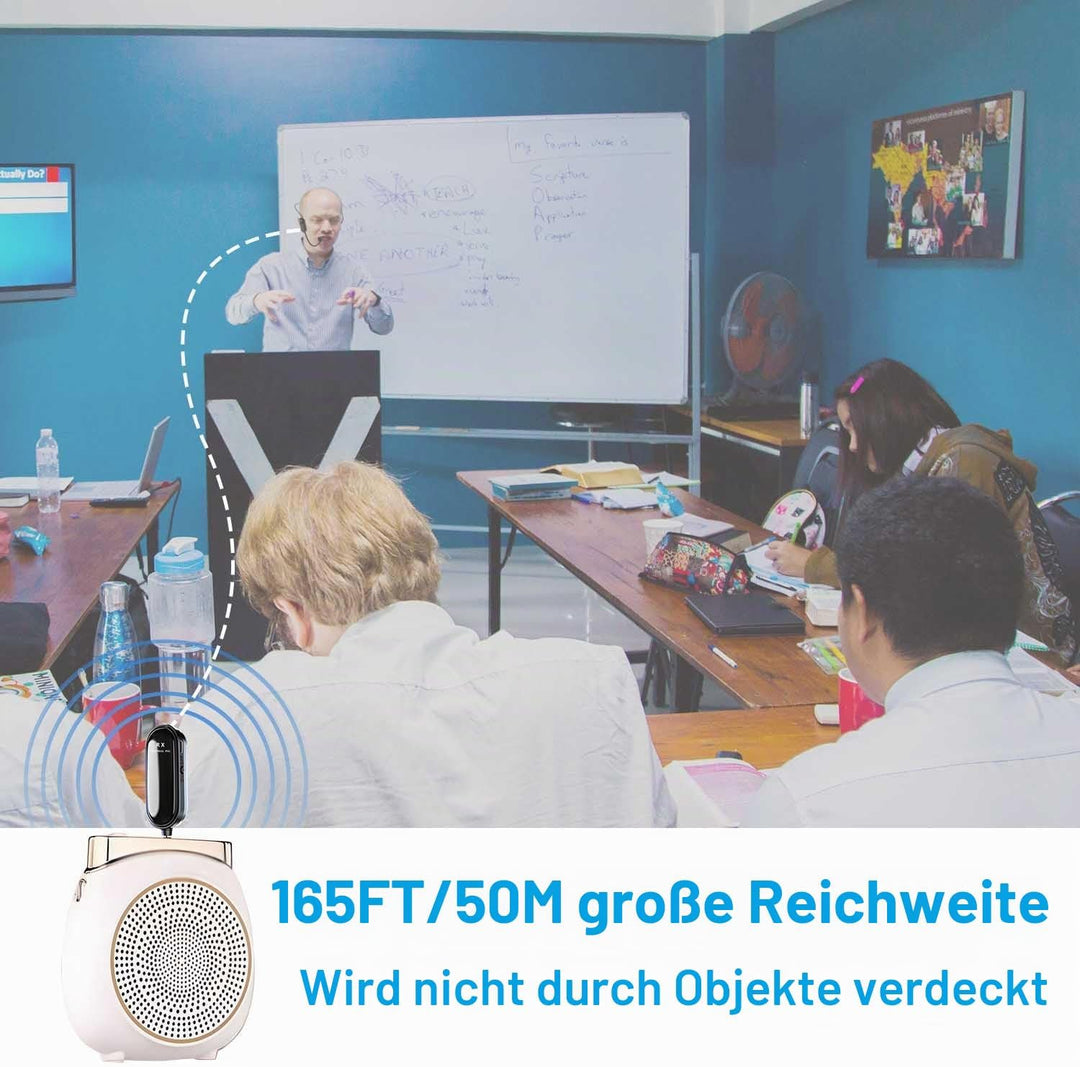 UHF Wireless Mikrofon Headset, 2.4G Kabelloses Mikrofon Funkmikrofon Head Mounted mit 165Fuss, Wiede