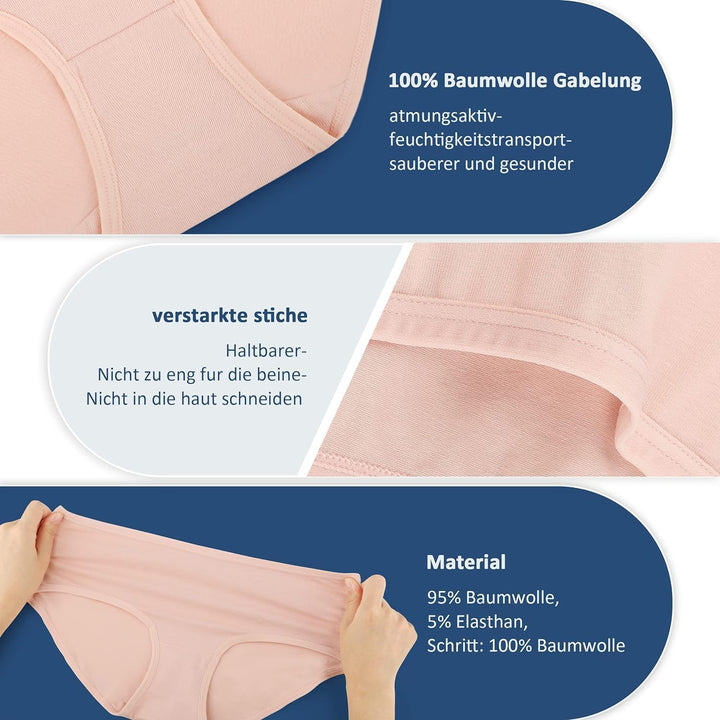 TUUHAW Unterhosen Damen Unterwäsche 6er Pack Baumwolle Slips Mittel Taille Panties S 6*mehrfarbig-3,