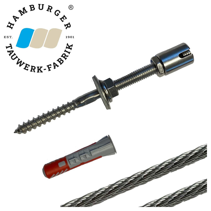Edelstahl Ranksystem/Rankhilfe "M" - Wandabstand 50mm (Set 2) mit 3 Wandhaltern Set 2 - 3 Wandhalter