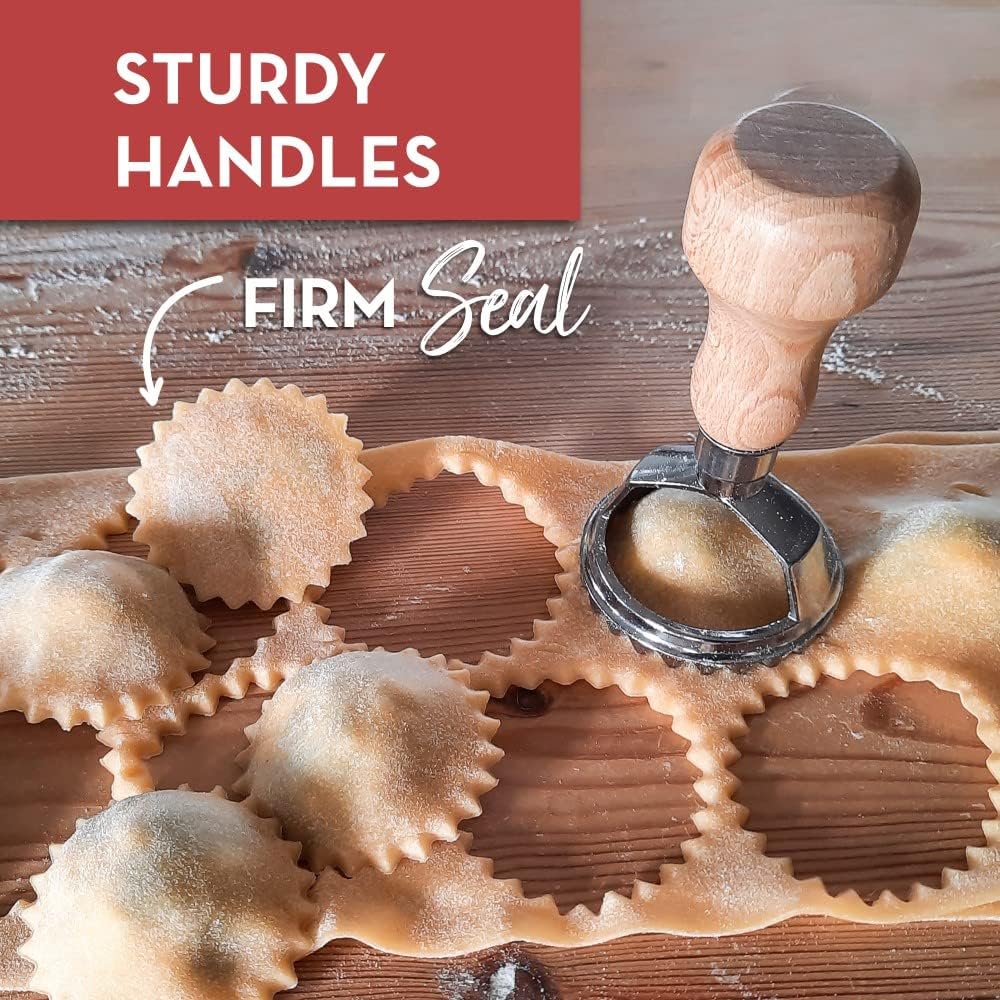 Einfaches Ravioli-Starterset | Geschenkset 3 Ravioliformen + Rezeptbuch | Pressanleitung für Ravioli