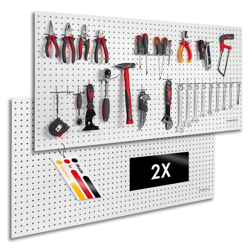 Pegboard 2 St. Werkzeugwand aus Holz (MDF) 120 x 60 x 0,5 cm - Lochung Ø7 mm Lochabstand 25,4 mm - w