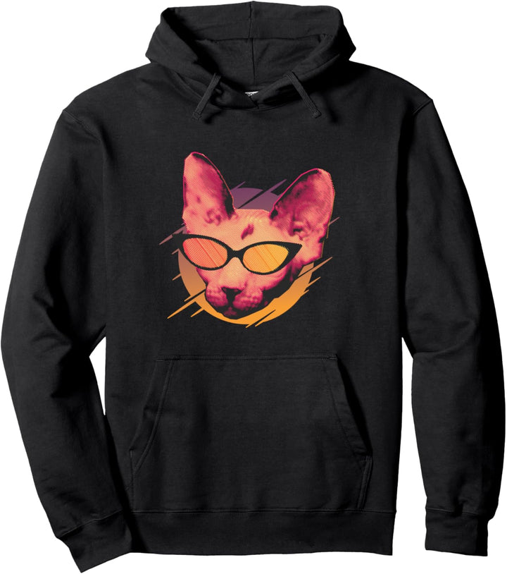 Coole Party Sphynx Katze mit Sonnenbrille für Katzenfreunde Pullover Hoodie