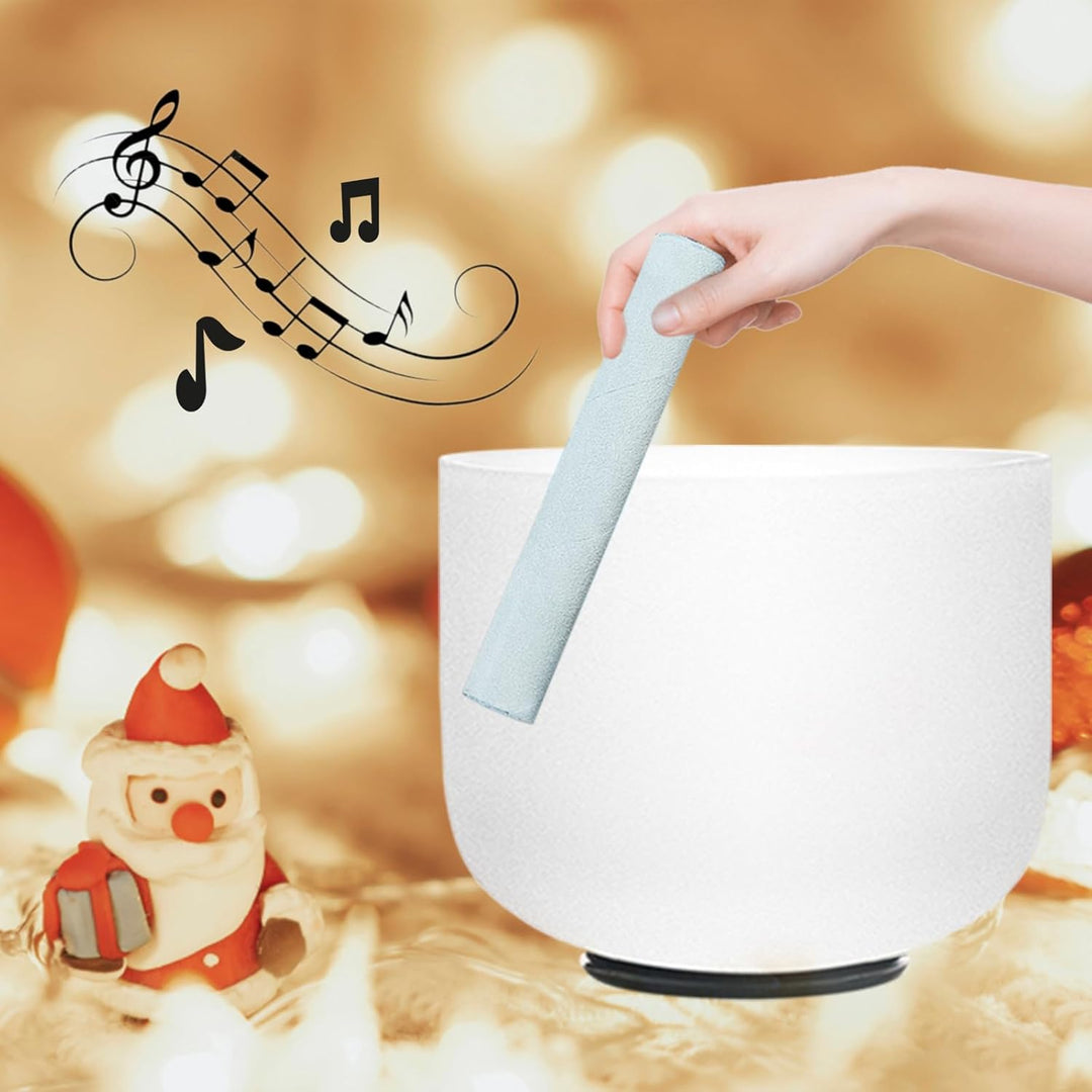 KVKA 528hz Klangschalen, 8 inch C note White Crystal Singing Bowl Chakra Singing Bowl for Sound Heal